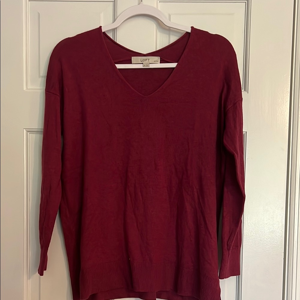 LOFT maroon 3/4 Sleeve Relaxed Blouse